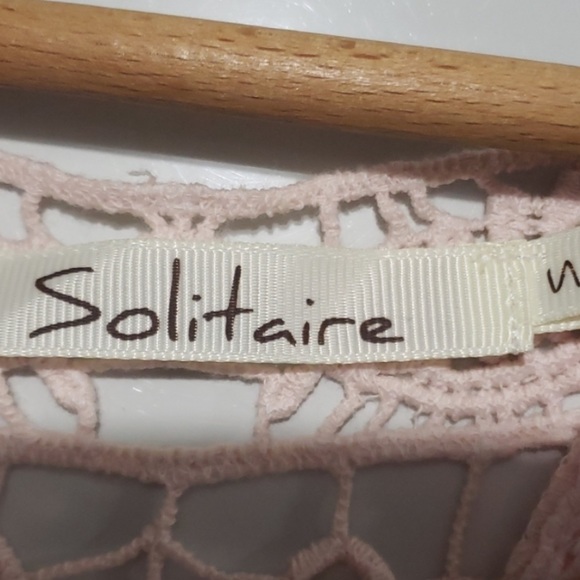 Solitaire Pink Lace Top Short Sleeve Blouse Size S - Picture 3 of 10